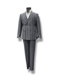 Standard Fit Double-Breasted Linen Blend Anthracite Riviera Suit
