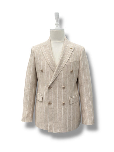 Standart Fit Bej Levante Keten Ceket