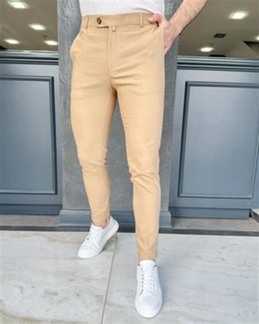 Timeless Tan Slim Fit Side Pocket Classic Cut Lycra Trousers