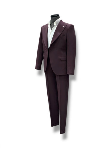 Slim Fit Likralı Kumaş Bordo Boost Takım Elbise
