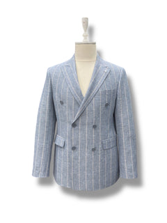 Standart Fit Mavi Levante Keten Ceket