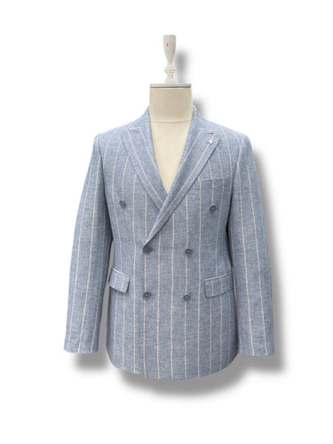 Standart Fit Mavi Levante Keten Ceket