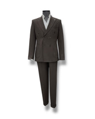 Modern Fit Dark Brown Limerick Suit with Patch Pockets and Stitching