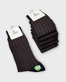 Desenli Lacivert Kahve Bambu Çorap