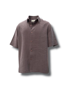 Oversize Hafif Kumaş Koyu Kahve Kısa Kollu Lume Gömlek