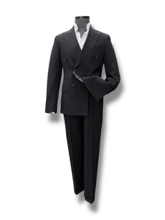 Slim Fit Likralı Çift Yırtmaç Kruvaze Siyah Form Takım Elbise