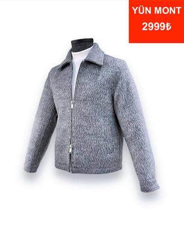 Standard Fit Wool Blend Grey Short Alpaca Coat