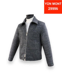 Standart Fit Yün Karışımlı Siyah Kısa Alpaca Mont