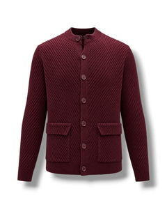 Slim Fit Buttoned Burgundy Mielo Cardigan