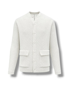 Slim Fit Düğmeli Beyaz Mielo Hırka