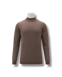 Slim Fit Pamuk Akrilik Yarım Boğazlı Kahverengi Triko