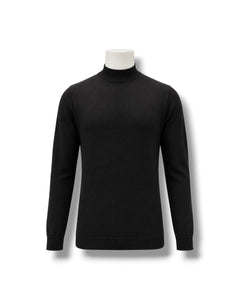 Slim Fit Pamuk Akrilik Yarım Boğazlı Siyah Triko