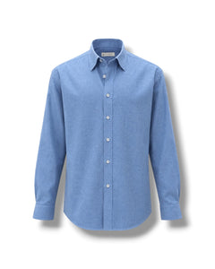Standard Fit Flannel Textured Blue Cotton Flanella Shirt