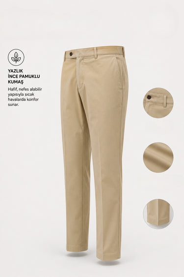 Standard Fit Cotton Blend Side Pocket Tan Voyage Trousers