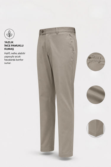 Standard Fit Cotton Blend Side Pocket Mink Voyage Trousers