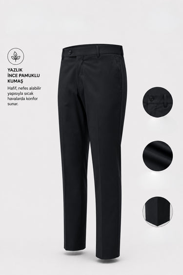 Standard Fit Cotton Blend Side Pocket Black Voyage Pants