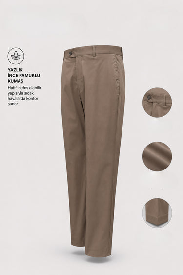 Standard Fit Cotton Blend Side Pocket Coffee Voyage Trousers