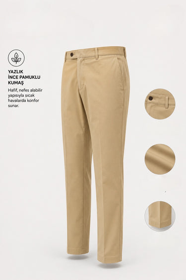 Standard Fit Cotton Blend Side Pocket Camel Voyage Pants
