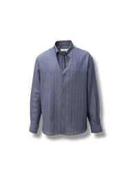 Relaxed Fit Striped Indigo Linen Shirt