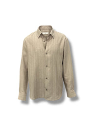 Relax Fit Striped Mink Lino Linen Shirt
