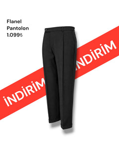 Standart Fit Flanel Dokulu Erkek Siyah Flanel Pantolon