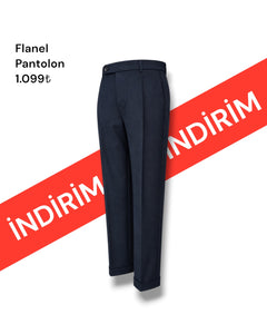 Standart Fit Flanel Dokulu Erkek Lacivert Flanel Pantolon
