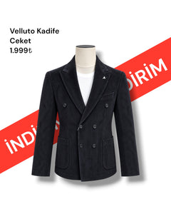 Velluto Black Double-Breasted Velvet Fabric Jacket with Patch Pockets (Discounted Price)