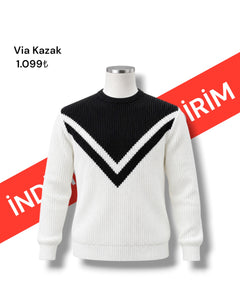 Standard Fit Thick Knit Sailor Style Black Men's Via Sweater