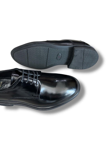 Siyah Açma Bağcıklı Deri Ayakkabı