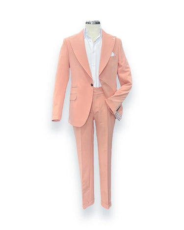Slim Fit Likralı Kumaş Pembe Boost Takım Elbise