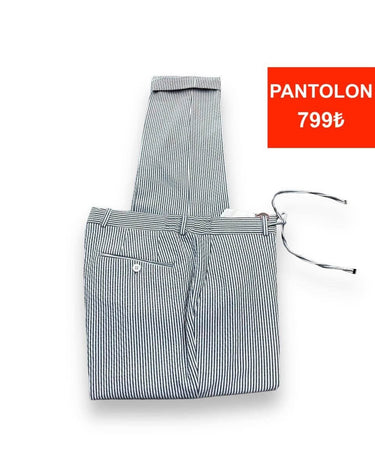 Çizgili Gofre Pantolon
