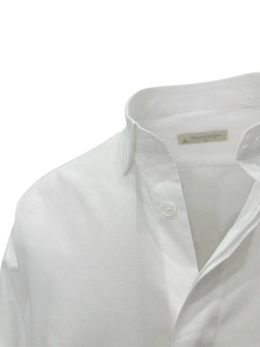 Beyaz Comfort Fit Gizli Düğme Pamuk Gömlek