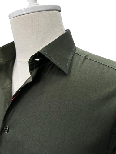 Pamuk Saten Standart Kesim Yeşil Gömlek