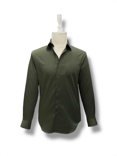Slim Fit Khaki 100% Cotton Satin Shirt