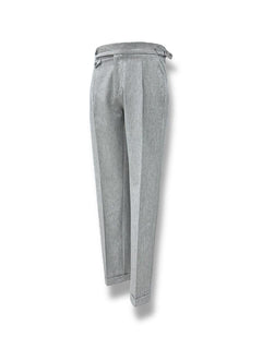 Grey Wool Trousers with Buckle Belt