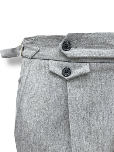 Gri Toka Kemerli Yün Pantolon