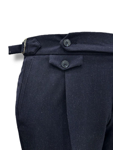 Lacivert Toka Kemerli Yün Pantolon