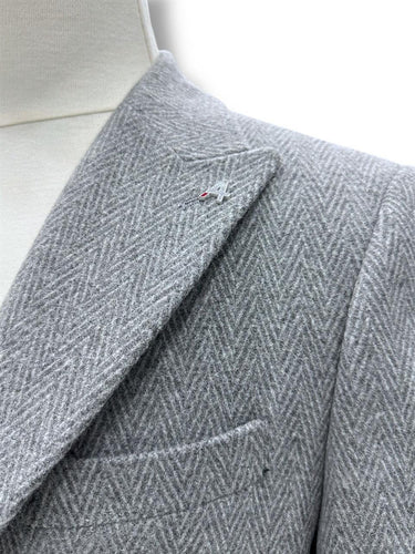 Gri Standart Fit Balıksırtı Yün Ceket