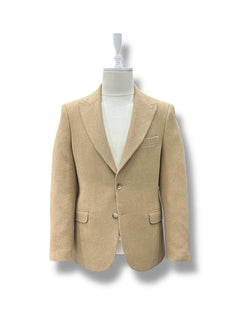Tan Standard Fit Herringbone Wool Jacket