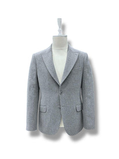 Grey Standard Fit Herringbone Wool Jacket