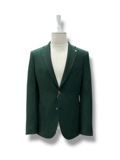 Yeşil Standart Fit Micro Dokuma Yün Ceket