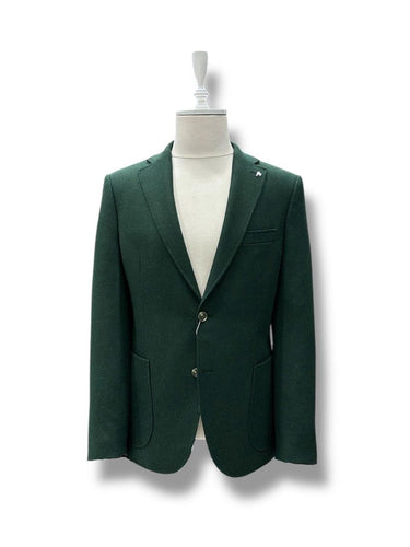 Yeşil Standart Fit Micro Dokuma Yün Ceket