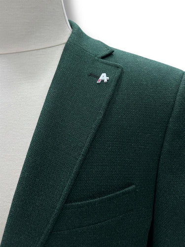 Yeşil Standart Fit Micro Dokuma Yün Ceket