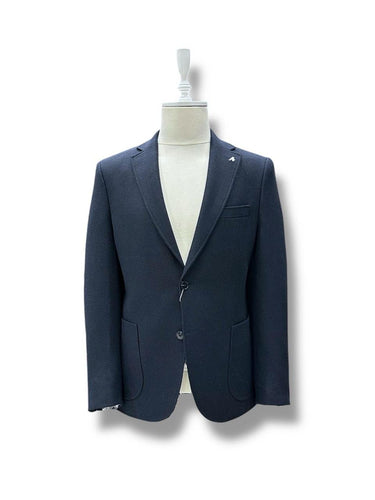 Lacivert Standart Fit Micro Dokuma Yün Ceket