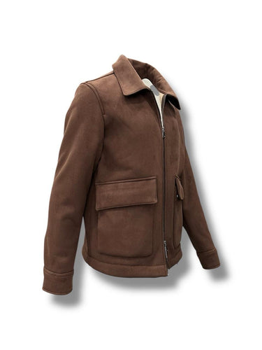 Kahverengi Süet Kürklü Mont