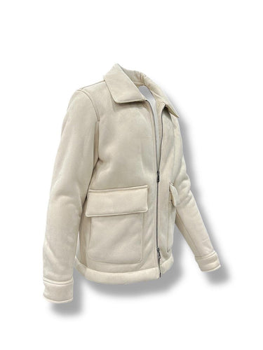 Bej Süet Kürklü Mont