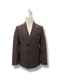 Kahverengi Slim Fit Kruvaze Ceket