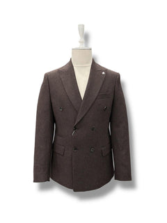 Brown Slim Fit Double-Breasted Jacket