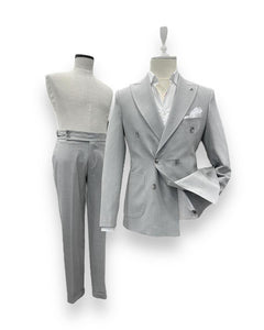 Modern Fit Torba Cep Punto Dikişli Gri Limerick Takım Elbise