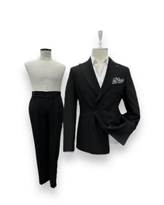 Regular Fit Black Double-Breasted Limerick Suit
